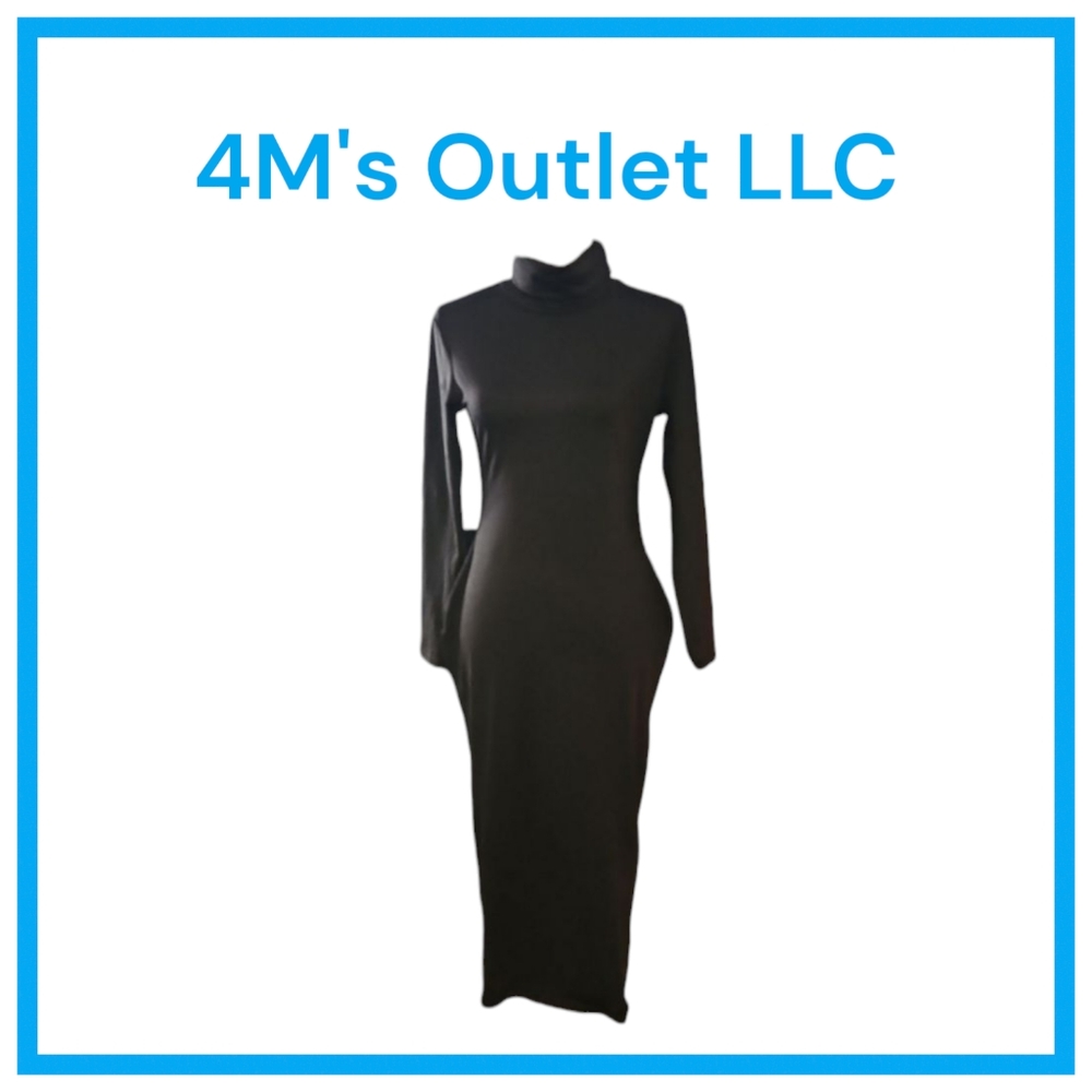 BORIFLORS Women's Sexy Basic Long Sleeve Turtleneck Bodycon Party Long Pencil Dr